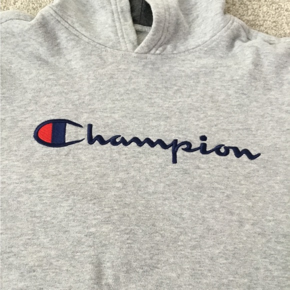 Unisex Gray Champion Hoodie for Kids - Picture 6 of 7